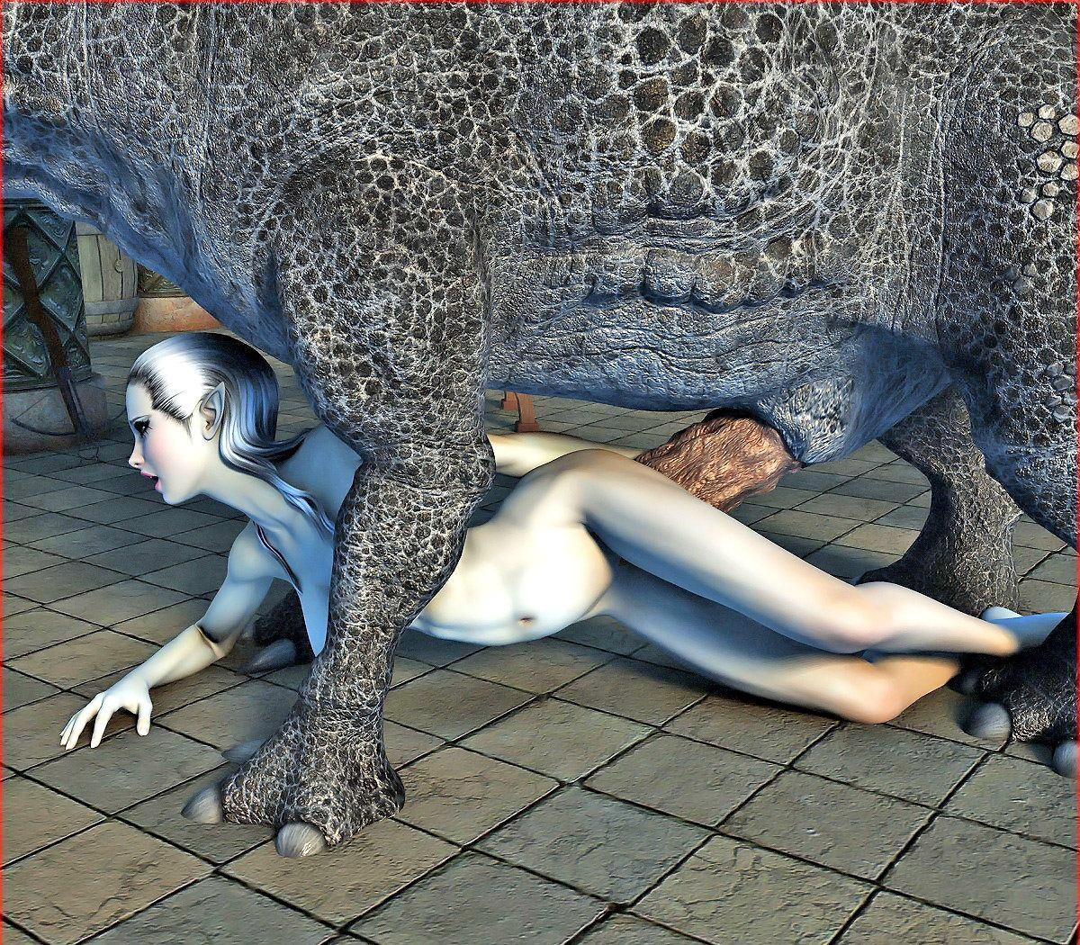 cute pale elf is brutaly fucked giant monster